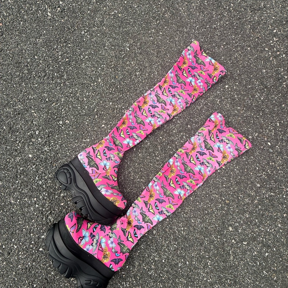 BUTTERFLY OVER THE KNEE PLATFORM BOOTS